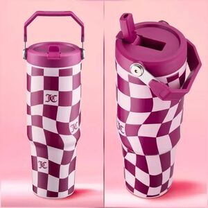 💬🩵NIB Juicy Couture Pink Wavy Check 30oz Tumbler